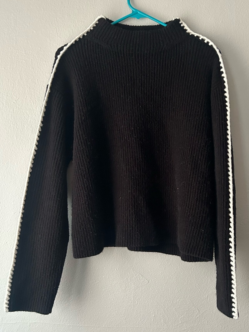 Ann Taylor Black Sweater with White Trim